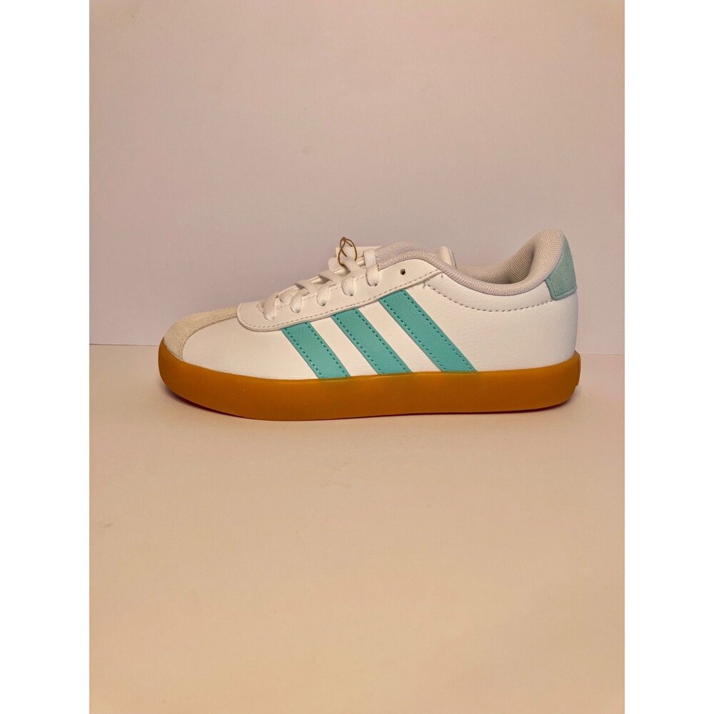 Adidas VL Court 3.0 K Unisex Kids Sneakers White/aqua/Gum US Size 2.5Y